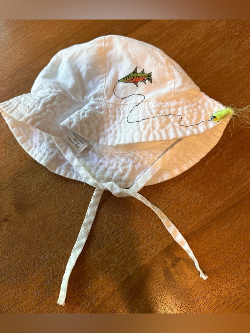 Infant Fishing Tie Sun Hat White